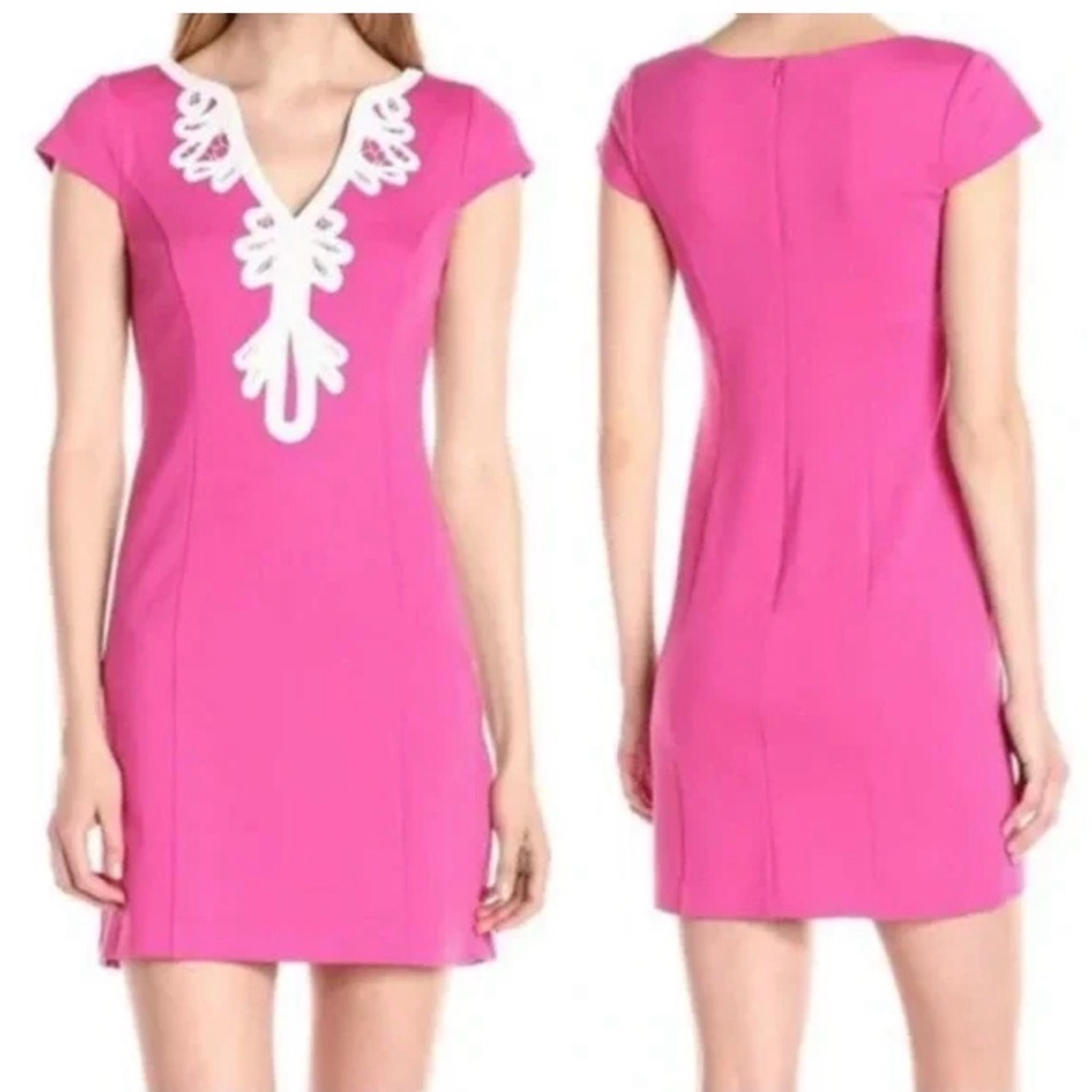 Eliza J Barbiecore Embroidered Cap Sleeve Mini Sheath Dress Pink Size 6